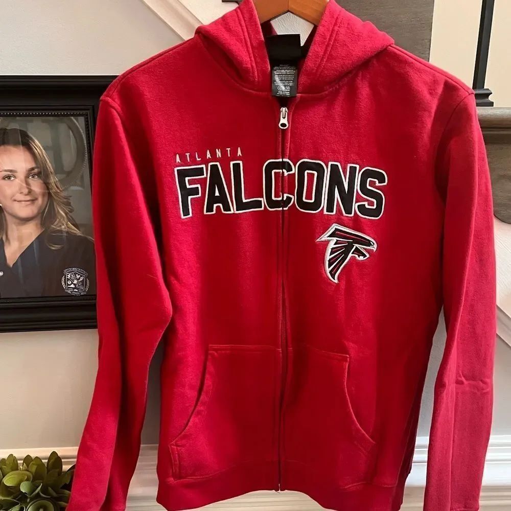 Atlanta Falcons Red Zip Up Hoodie Sweatshirt Youth sz XL 28-20 EUC